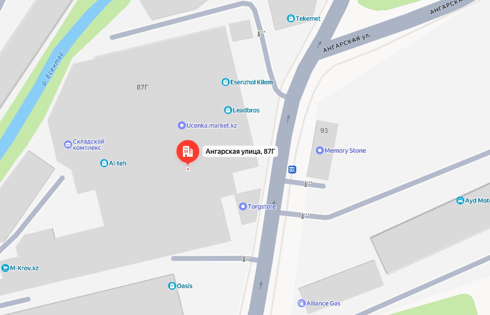 Расположение склада и магазина Torgstore на карте